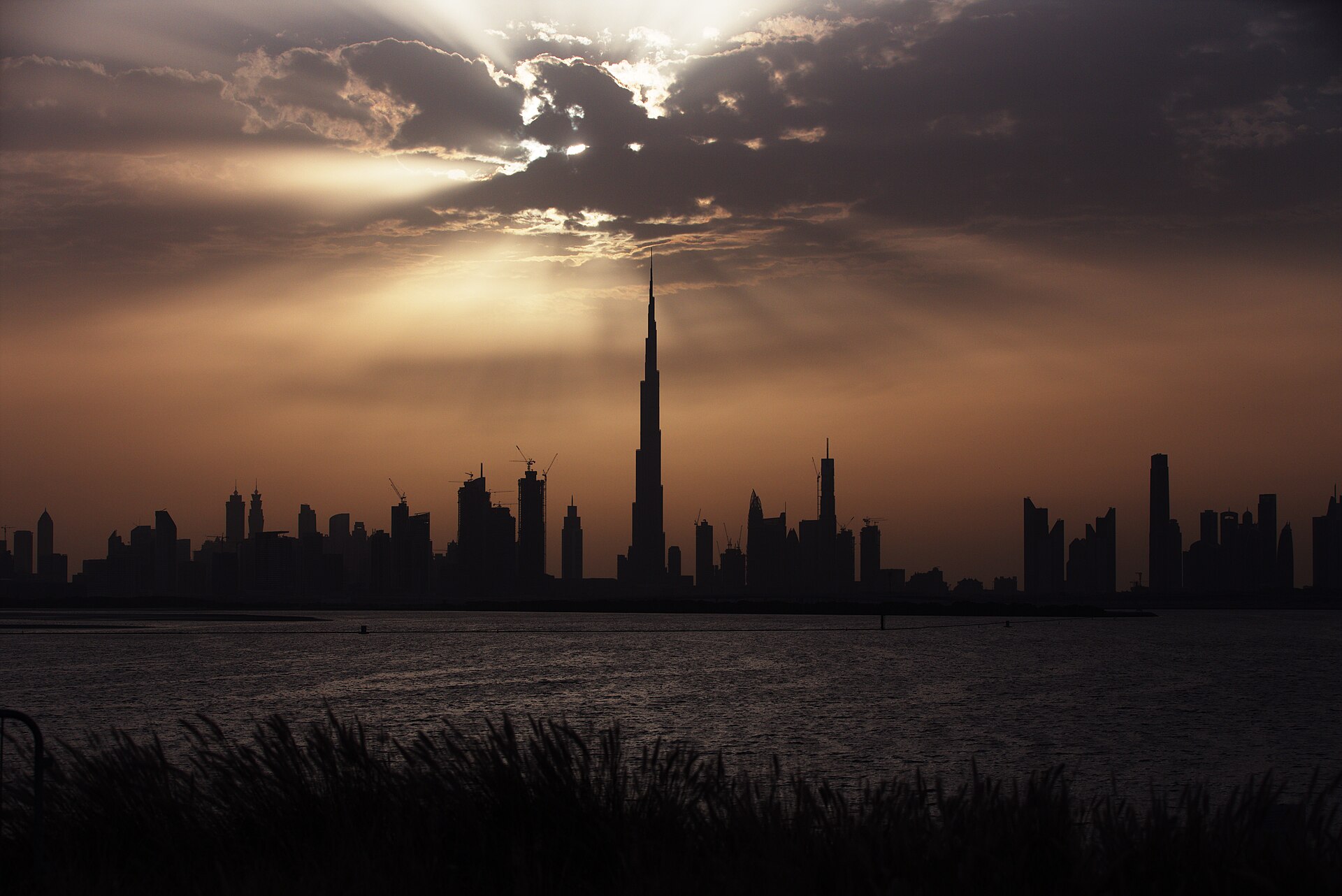 Dubai skyline at sunset